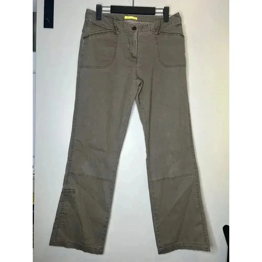 Lole Olive Green Corduroy Hiking Travel Outdoor Pants Women's sz 10 Flare Cargo